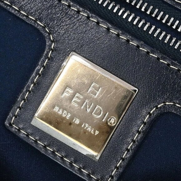 Fendi Navy Gray Canvas Zucchino Mamma Baguette Handbag 2305.26325.018 145596 - Picture 9 of 10
